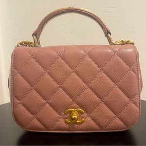 NWT CHANEL CAVIAR MINI FLAPAG W/ TOP HANDLE